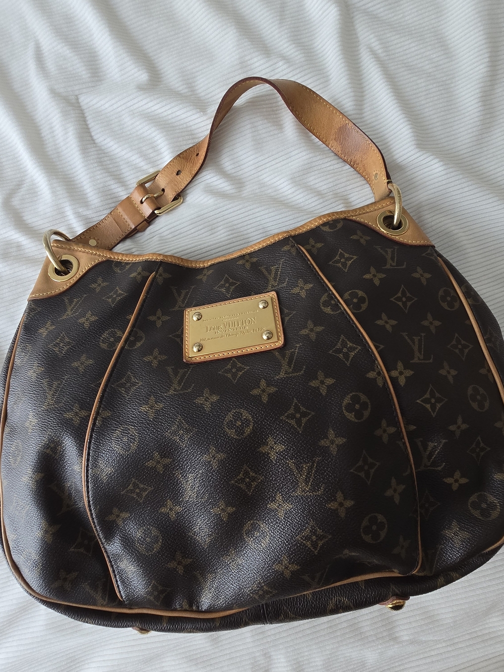 Louis Vuitton Brown Monogram Shoulder Bag with Tan Trim